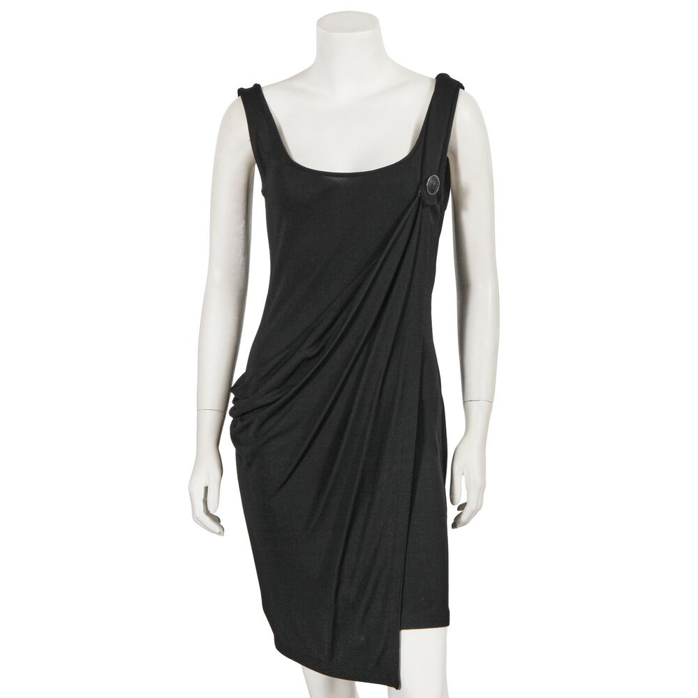 Gianni Versace draped black rayon mini dress